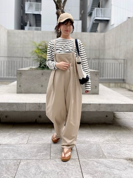 「ＧＷ」｜「アイテム（オールインワン・サロペット）」を使った、emiさん（レディース・156cm）の春コーディネート