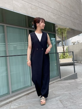 「アイテム（サロペット/オーバーオール）」を使った、emiさん（レディース・156cm）の夏コーディネート