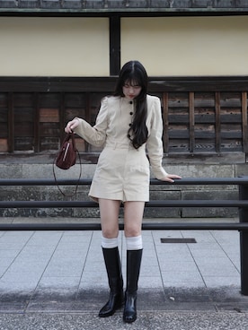 「アイテム（サロペット/オーバーオール）」を使った、Maiさん（レディース・159cm）の冬コーディネート