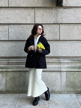 「アイテム（ボディバッグ/ウエストポーチ、グリーン系）」を使った、Risaさん（レディース・165cm）の冬コーディネート