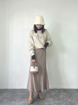 「Riberry（リベリー）のアイテム（帽子）」を使った、Risaさん（レディース・165cm）の秋コーディネート