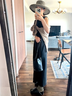 「CANAL JEAN（キャナルジーン）のアイテム（ワンピース）」を使った、mog_eeさん（レディース・156cm）の夏コーディネート