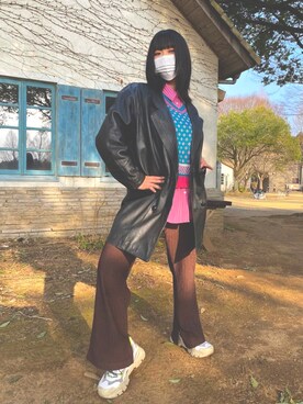 「ベストコーデ」｜「アイテム（ライダースジャケット）」を使った、ア・ヨンギさん（レディース・159cm）の夏コーディネート