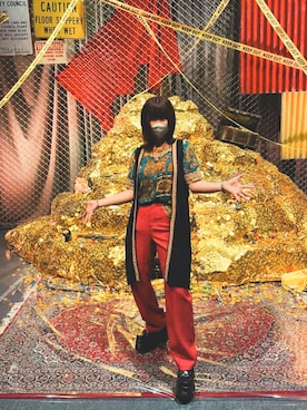 「70'sコーデ」｜「アイテム（アクセサリー）」を使った、ア・ヨンギさん（レディース・159cm）の夏コーディネート