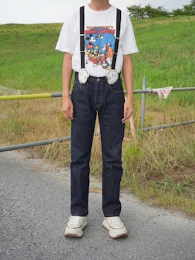 「アイテム（サスペンダー）」を使った、machisa1114さん（メンズ・169cm）の夏コーディネート
