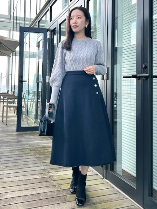 セール】【通勤/金ボタン】フェイクウール ポンチスカート（スカート