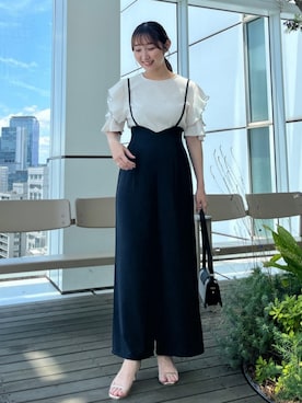 「大人ガーリー」｜「アイテム（サロペット/オーバーオール）」を使った、Couture Broochさん（レディース・157cm）の夏コーディネート