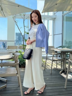 「サマーニット」｜「アイテム（サロペット/オーバーオール）」を使った、Couture Broochさん（レディース・162cm）の夏コーディネート