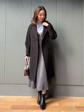 「ブーツスタイル」｜「アイテム（チェスターコート）」を使った、Couture Broochさん（レディース・162cm）の秋コーディネート