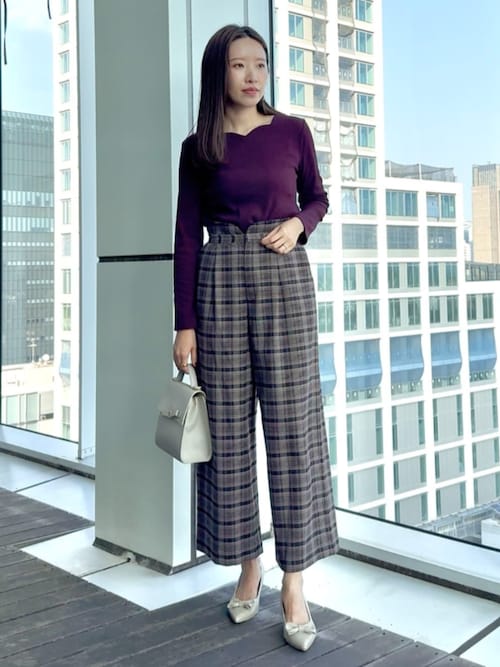 【マシンウォッシャブル・通勤・大人可愛い】ハートネックテレコプルオーバー