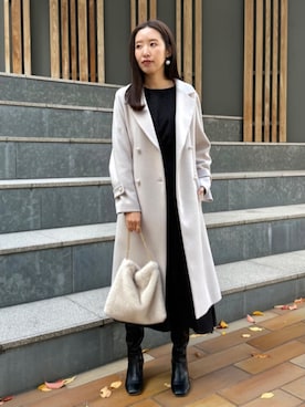 「アイテム（チェスターコート）」を使った、Couture Broochさん（レディース・162cm）の冬コーディネート
