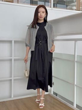 「ノースリーブ」｜「アイテム（ワンピース/ドレス、ブラック系）」を使った、Couture Broochさん（レディース・162cm）の夏コーディネート