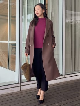 「アイテム（チェスターコート）」を使った、Couture Broochさん（レディース・162cm）の秋コーディネート