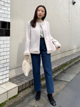 「アイテム（ノーカラーコート）」を使った、Couture Broochさん（レディース・162cm）の秋コーディネート