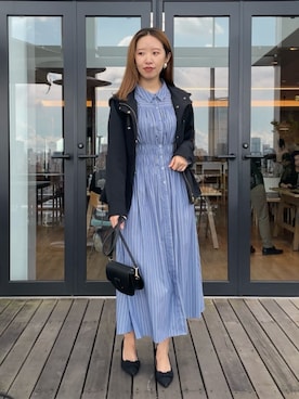 「シャツワンピ」｜「アイテム（ブルゾン）」を使った、Couture Broochさん（レディース・162cm）の秋コーディネート