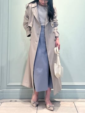 「春ニット」｜「アイテム（トレンチコート）」を使った、Couture Broochさん（レディース・151cm）の冬コーディネート