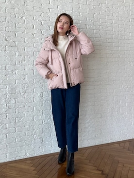 「アイテム（ダウンジャケット/コート、ピンク系）」を使った、Couture Broochさん（レディース・162cm）の秋コーディネート