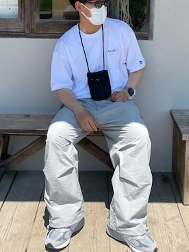「BROKEN BASE（ブロークンベース）のアイテム（パンツ）」を使った、ryooot1205さん（メンズ・171cm）の夏コーディネート