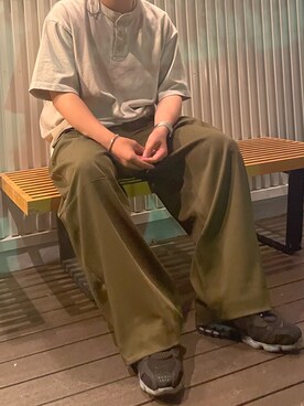 「FREAK'S STORE（フリークスストア）のアイテム（Tシャツ/カットソー、ベージュ系）」を使った、ryooot1205さん（メンズ）の夏コーディネート