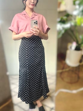 「リネンブレンドオープンカラーシャツ」｜mogiyumiさん（レディース・164cm）の春コーディネート
