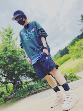 「ROLLING CRADLE（ローリングクレイドル）のアイテム（パンツ）」を使った、oseki6090さん（メンズ・174cm）の夏コーディネート
