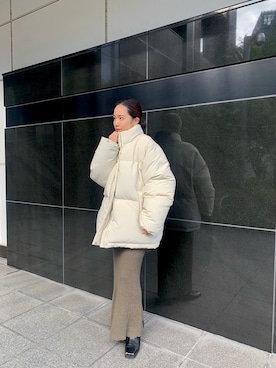 「アイテム（ダウンジャケット/コート）」を使った、河村姫夏さん（レディース・152cm）の冬コーディネート