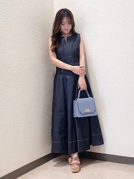 「MERCURYDUO（マーキュリーデュオ）のアコーディオンスクエアBAG（ハンドバッグ）」を使った、aiveeさん（レディース・148cm）の春コーディネート