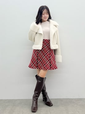 「アイテム（ムートンコート）」を使った、aiveeさん（レディース・148cm）の秋コーディネート