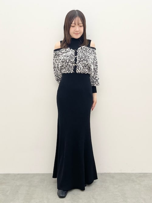 ドッキングマーメイドニットワンピース ツイードニットカーデ