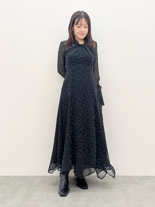 ツイストネックロングスリーブワンピース（ワンピース