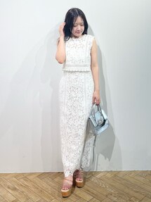 Iラインケミカルレースドッキング風ワンピース｜マーキュリー
