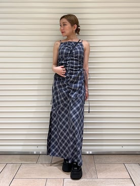 「CALNAMUR（カルナムール）のカットアウトギャザーキャミワンピース（ワンピース、その他）」を使った、SERINAさん（レディース・148cm）の夏コーディネート