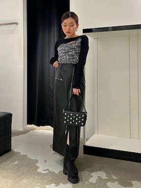 「MURUA（ムルーア）のアイテム（スカート）」を使った、石黒芹奈さん（レディース・148cm）の秋コーディネート