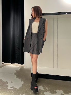 「アイテム（ニット/セーター）」を使った、石黒芹奈さん（レディース・148cm）の夏コーディネート