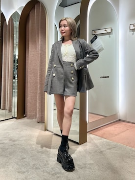 「CALNAMUR（カルナムール）のダブルブレストペプラムジャケット（テーラードジャケット、その他）」を使った、SERINAさん（レディース・148cm）の秋コーディネート