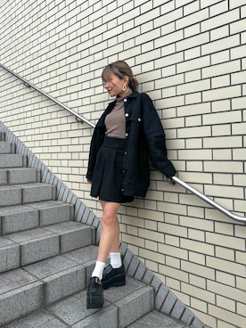 「キュロット」｜「アイテム（ブルゾン）」を使った、石黒芹奈さん（レディース・148cm）の冬コーディネート
