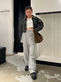 フェイクレザーショートフライトジャケット【セットアップ着用可