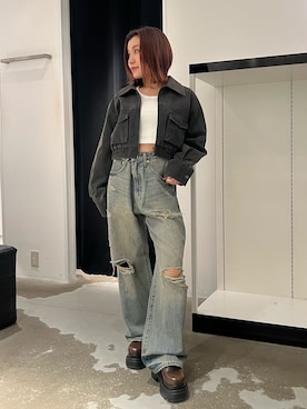 「アイテム（ブルゾン）」を使った、石黒芹奈さん（レディース・148cm）の秋コーディネート