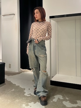 「MURUA（ムルーア）のアイテム」を使った、石黒芹奈さん（レディース・148cm）の秋コーディネート