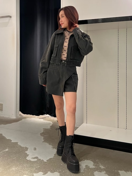 MURUA フェイクレザーショートフライトジャケットセットアップ MURUA