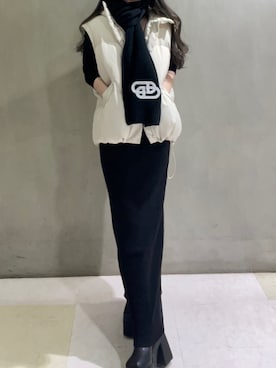 「マフラーコーデ」｜「アイテム（ワンピース/ドレス）」を使った、中村美波さん（レディース・157cm）の秋コーディネート