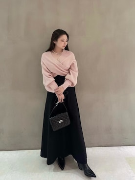 「カシュクールニット」｜中村美波さん（レディース・156cm）の冬コーディネート
