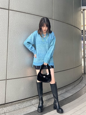 「ハイネックトップス」｜片岡玲菜さん（レディース・165cm）の秋コーディネート