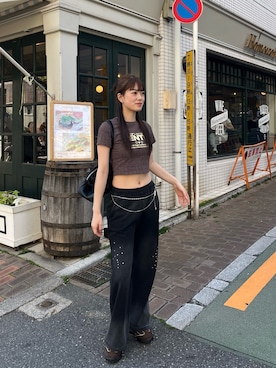 「EMODA（エモダ）のアイテム（バッグ）」を使った、片岡玲菜さん（レディース・165cm）の春コーディネート