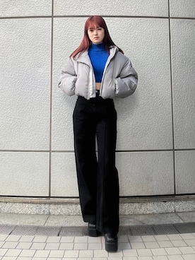 「EMODA（エモダ）のアイテム（ダウンジャケット/コート）」を使った、片岡玲菜さん（レディース・165cm）の冬コーディネート