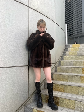 「ブーツコーデ」｜「アイテム（その他アウター）」を使った、片岡玲菜さん（レディース・165cm）の冬コーディネート