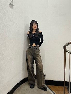 「EMODA（エモダ）のアイテム（ニット/セーター）」を使った、片岡玲菜さん（レディース・165cm）の秋コーディネート