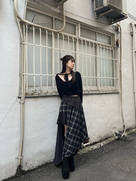 「EMODA（エモダ）のバルキープランプフィットブーツ（ブーツ）」を使った、片岡玲菜さん（レディース・165cm）の秋コーディネート