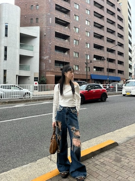 「EMODA（エモダ）のアイテム」を使った、片岡玲菜さん（レディース・165cm）の春コーディネート