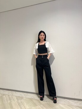 「EMODA（エモダ）のアイテム（その他トップス）」を使った、片岡玲菜さん（レディース・165cm）の春コーディネート